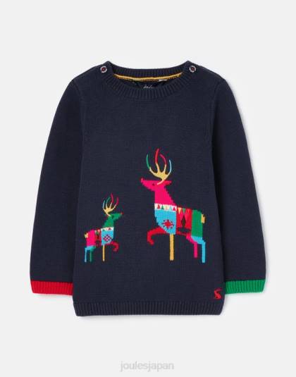 衣服 jp Joules 女の子 クラッキングインターシャニットセーター 0～24ヵ月 海軍のトナカイ 46RH413