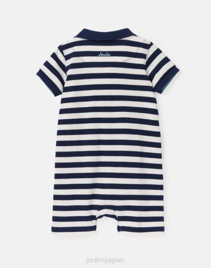 衣服 jp Joules 赤ちゃん フィルバート ポロ ロンパース 0-24 か月 白青のストライプ 46RH428