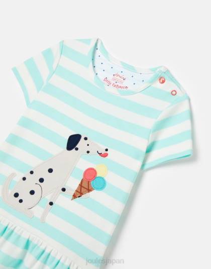 衣服 jp Joules 女の子 ダズル アートワーク ペプラムドレス 0-3歳 アクアストライプ 46RH394