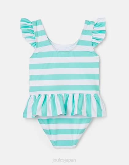 衣服 jp Joules 赤ちゃん フリルウェル水着 0-3歳 水色の縞模様の猫 46RH420