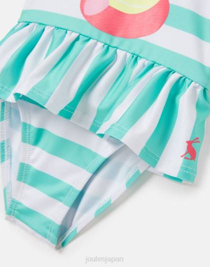 衣服 jp Joules 赤ちゃん フリルウェル水着 0-3歳 水色の縞模様の猫 46RH420