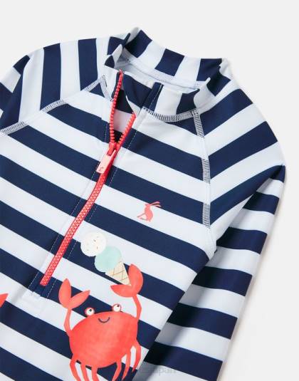 衣服 jp Joules 赤ちゃん 太陽のアートワーク ラッシュスーツ 0-3 歳 ネイビーストライプのカニ 46RH431