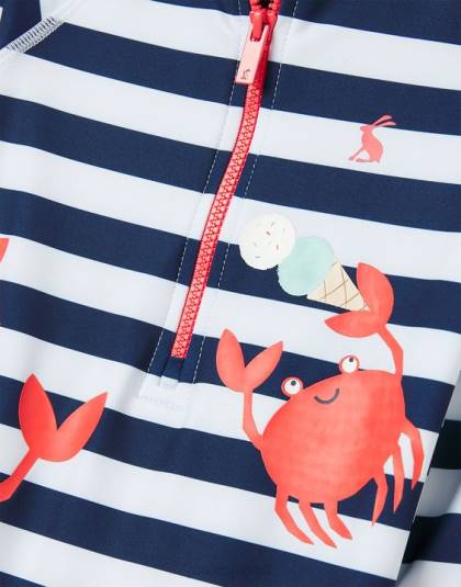 衣服 jp Joules 赤ちゃん 太陽のアートワーク ラッシュスーツ 0-3 歳 ネイビーストライプのカニ 46RH431
