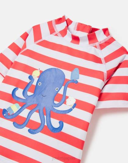 衣服 jp Joules 赤ちゃん ダイバーセット アートワーク ラッシュベストセット 0-3歳 オレンジ色のタコストライプ 46RH434