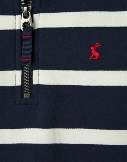 衣服 jp Joules 男の子たち フィン 1/2 ジップ スウェットシャツ 2-12 歳 ネイビーストライプ 46RH349
