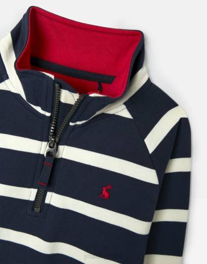 衣服 jp Joules 男の子たち フィン 1/2 ジップ スウェットシャツ 2-12 歳 ネイビーストライプ 46RH349