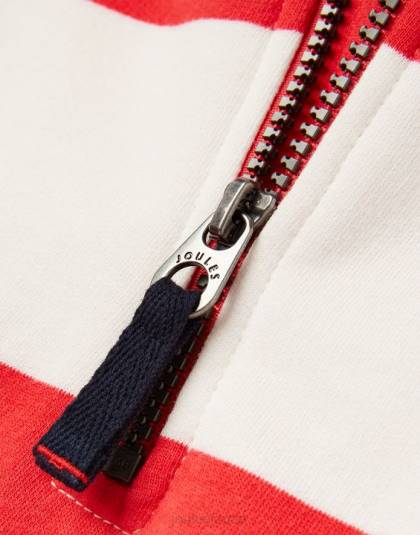 衣服 jp Joules 男の子たち フィン ストライプ 1/2 ジップ スウェットシャツ 2-12 歳 メロンレッドストライプ 46RH361