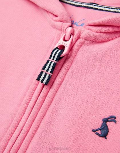 衣服 jp Joules 女の子 メイデイ ジップスルー フード付きスウェットシャツ 2～12 歳 オーロラピンク 46RH263