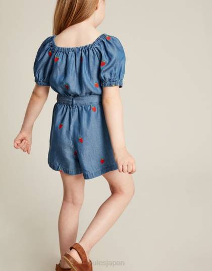 衣服 jp Joules 女の子 ベティ スクエアネック プレイスーツ 2-12 歳 シャンブレーストロベリー 46RH280