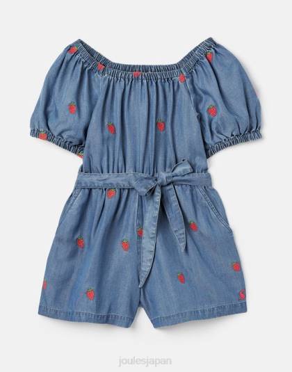 衣服 jp Joules 女の子 ベティ スクエアネック プレイスーツ 2-12 歳 シャンブレーストロベリー 46RH280