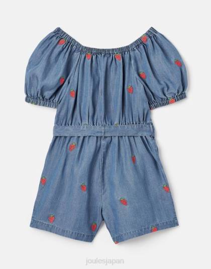 衣服 jp Joules 女の子 ベティ スクエアネック プレイスーツ 2-12 歳 シャンブレーストロベリー 46RH280