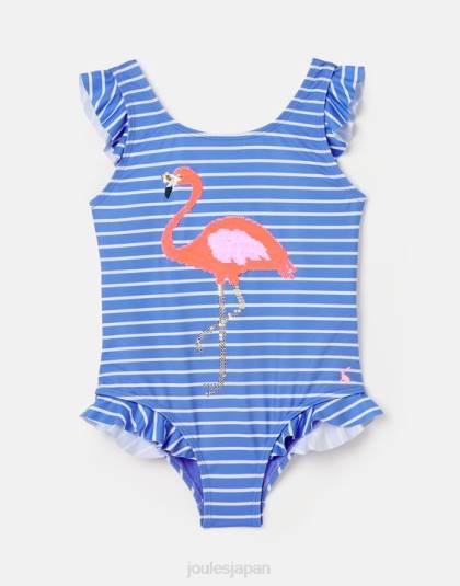 衣服 jp Joules 赤ちゃん スプラッシュ スパンコール アートワーク 水着 2-12 歳 ブルーストライプフラミンゴ 46RH299