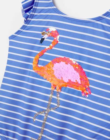 衣服 jp Joules 赤ちゃん スプラッシュ スパンコール アートワーク 水着 2-12 歳 ブルーストライプフラミンゴ 46RH299