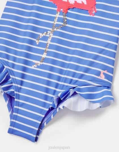 衣服 jp Joules 赤ちゃん スプラッシュ スパンコール アートワーク 水着 2-12 歳 ブルーストライプフラミンゴ 46RH299