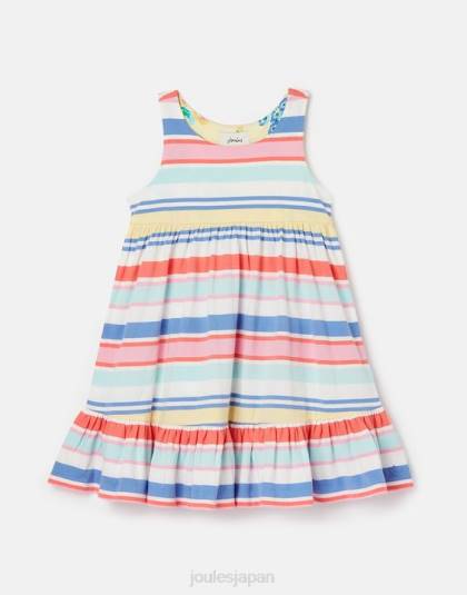 衣服 jp Joules 女の子 ジュノ ティアード ジャージ ドレス 2～12 歳 マルチストライプ 46RH313