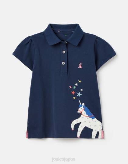 衣服 jp Joules 女の子 モクシー ポロシャツ 2～12 歳 ネイビーユニコーン 46RH315