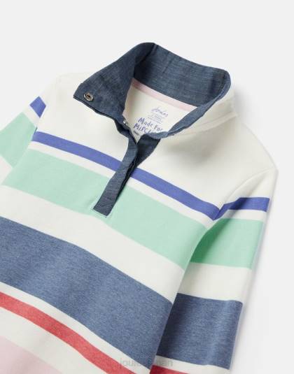 衣服 jp Joules 女の子 サントン ストライプ ファンネルネック スウェットシャツ 2-12 歳 クリームマルチストライプ 46RH320