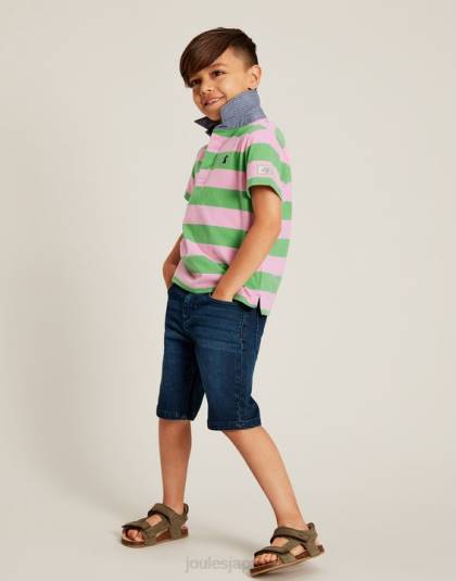 衣服 jp Joules 男の子たち オジー ストライプ ジャージ ポロシャツ 2-12 歳 グリーンピンクのストライプ 46RH337