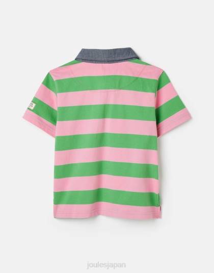 衣服 jp Joules 男の子たち オジー ストライプ ジャージ ポロシャツ 2-12 歳 グリーンピンクのストライプ 46RH337