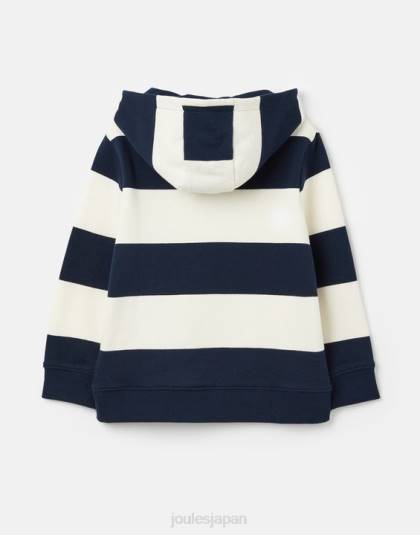 衣服 jp Joules 男の子たち バートン ストライプ フード付きスウェットシャツ 2～12 歳 ネイビークリームストライプ 46RH342