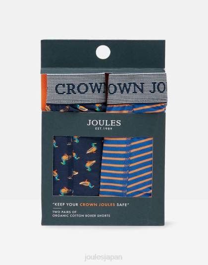 アクセサリー jp Joules 男性 クラウン コットンボクサー 2 パック ネイビーダックグース 46RH170