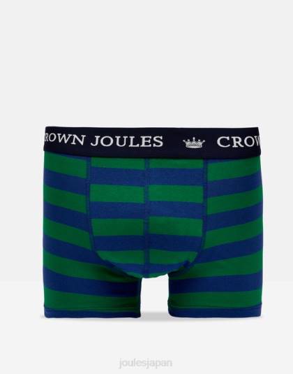 アクセサリー jp Joules 男性 クラウン コットンボクサー 2 パック 緑青のストライプ 46RH172