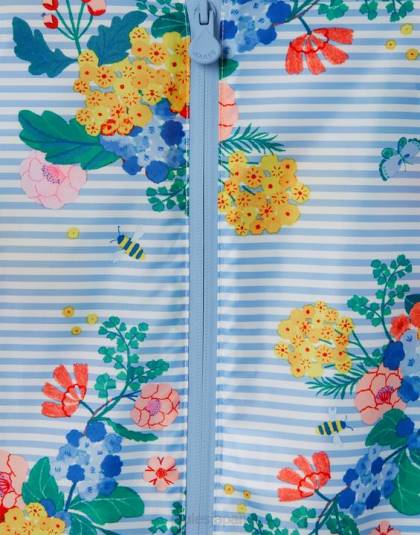 衣服 jp Joules 赤ちゃん 水たまり防水スーツ 3ヶ月～3年 ブルーストライプの花柄 46RH414