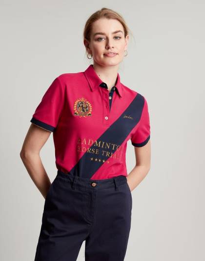 衣服 jp Joules 女性 バドミントン装飾ポロシャツ ディープラズベリー 46RH107