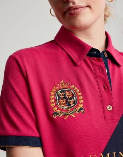 衣服 jp Joules 女性 バドミントン装飾ポロシャツ ディープラズベリー 46RH107