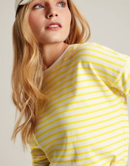 衣服 jp Joules 女性 エスタードロップショルダー長袖トップ 黄色のストライプ 46RH10