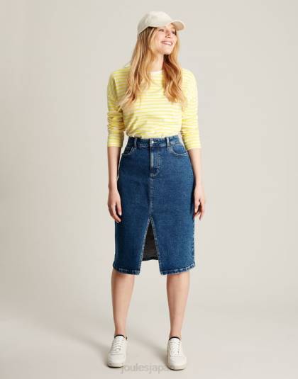 衣服 jp Joules 女性 エスタードロップショルダー長袖トップ 黄色のストライプ 46RH10