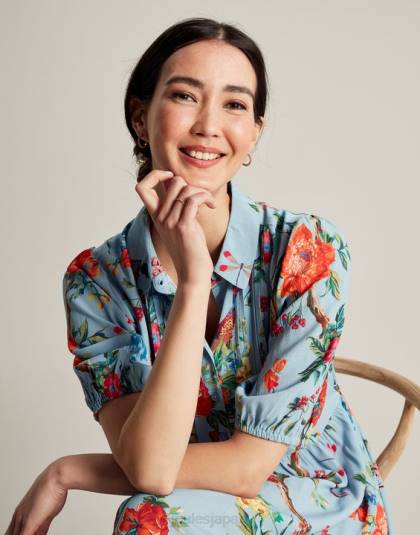 衣服 jp Joules 女性 アンバーリーシャツドレス 青い花柄 46RH12