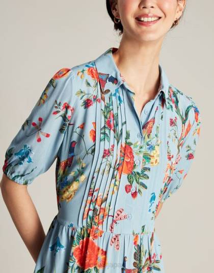 衣服 jp Joules 女性 アンバーリーシャツドレス 青い花柄 46RH12