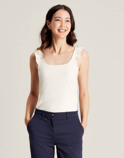 衣服 jp Joules 女性 クレアフリルタンク クリーム 46RH130