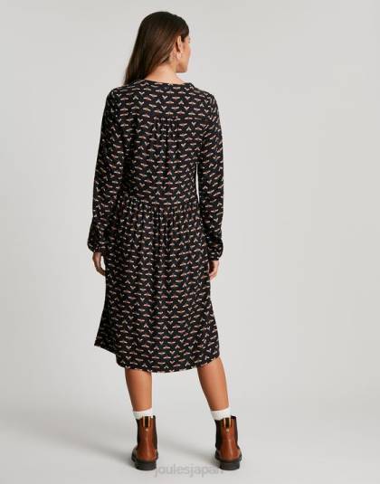 衣服 jp Joules 女性 ソフィア ハーフプラケット シャツドレス 黒蜂 46RH138