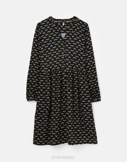 衣服 jp Joules 女性 ソフィア ハーフプラケット シャツドレス 黒蜂 46RH138