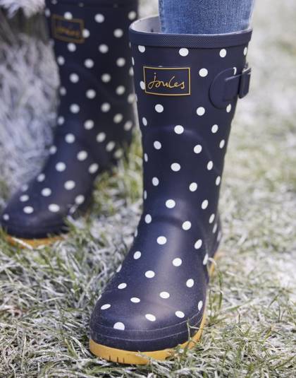 履物 jp Joules 女性 モリープリント ミッドハイト レインブーツ フランス海軍スポット 46RH145