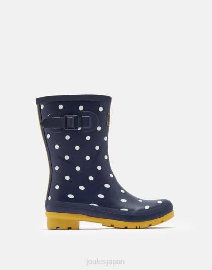 履物 jp Joules 女性 モリープリント ミッドハイト レインブーツ フランス海軍スポット 46RH145