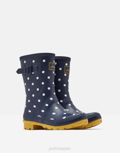 履物 jp Joules 女性 モリープリント ミッドハイト レインブーツ フランス海軍スポット 46RH145