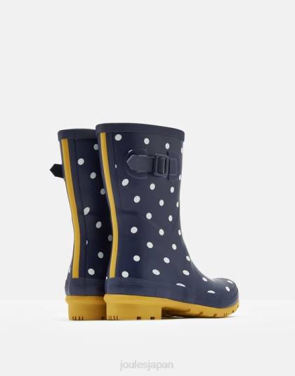 履物 jp Joules 女性 モリープリント ミッドハイト レインブーツ フランス海軍スポット 46RH145