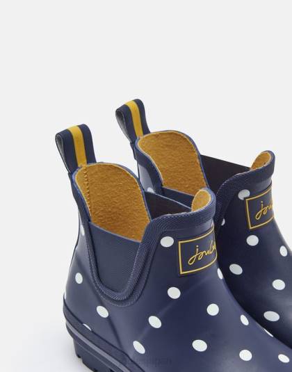 履物 jp Joules 女性 ショートハイトプリントショートハイトレインブーツ フランス海軍スポット 46RH146