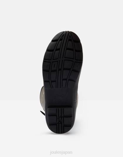 履物 jp Joules 女性 調節可能なバックガセット付きのレインブーツプリント ブラックメタリックミツバチ 46RH147