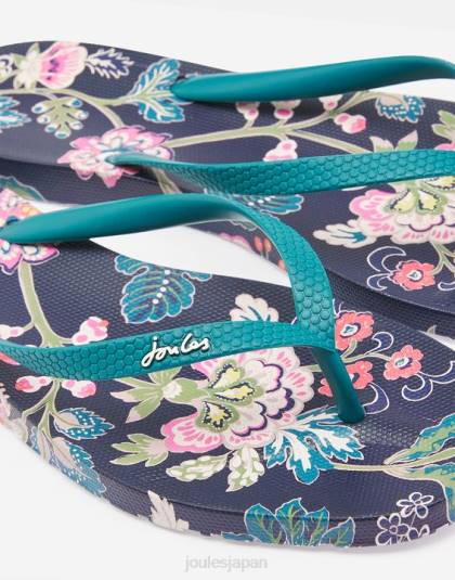 履物 jp Joules 女性 サンベールビーチサンダル ネイビーフローラル 46RH154