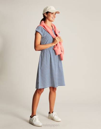 衣服 jp Joules 女性 パイパー ショートジャージドレス ブルーストライプ 46RH16