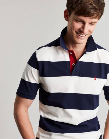 衣服 jp Joules 男性 フィルバートのポロシャツ 青白のストライプ 46RH165