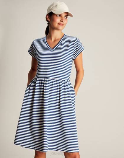 衣服 jp Joules 女性 パイパー ショートジャージドレス ブルーストライプ 46RH16