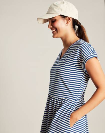 衣服 jp Joules 女性 パイパー ショートジャージドレス ブルーストライプ 46RH16