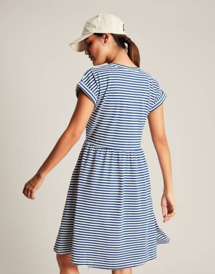 衣服 jp Joules 女性 パイパー ショートジャージドレス ブルーストライプ 46RH16