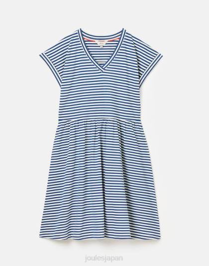衣服 jp Joules 女性 パイパー ショートジャージドレス ブルーストライプ 46RH16