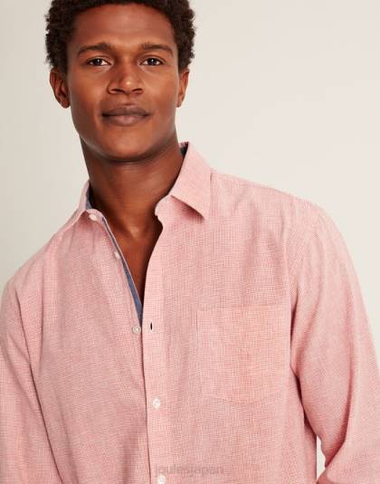 衣服 jp Joules 男性 ティルフォード リネンブレンド クラシックフィット シャツ ピンクの千鳥格子 46RH171